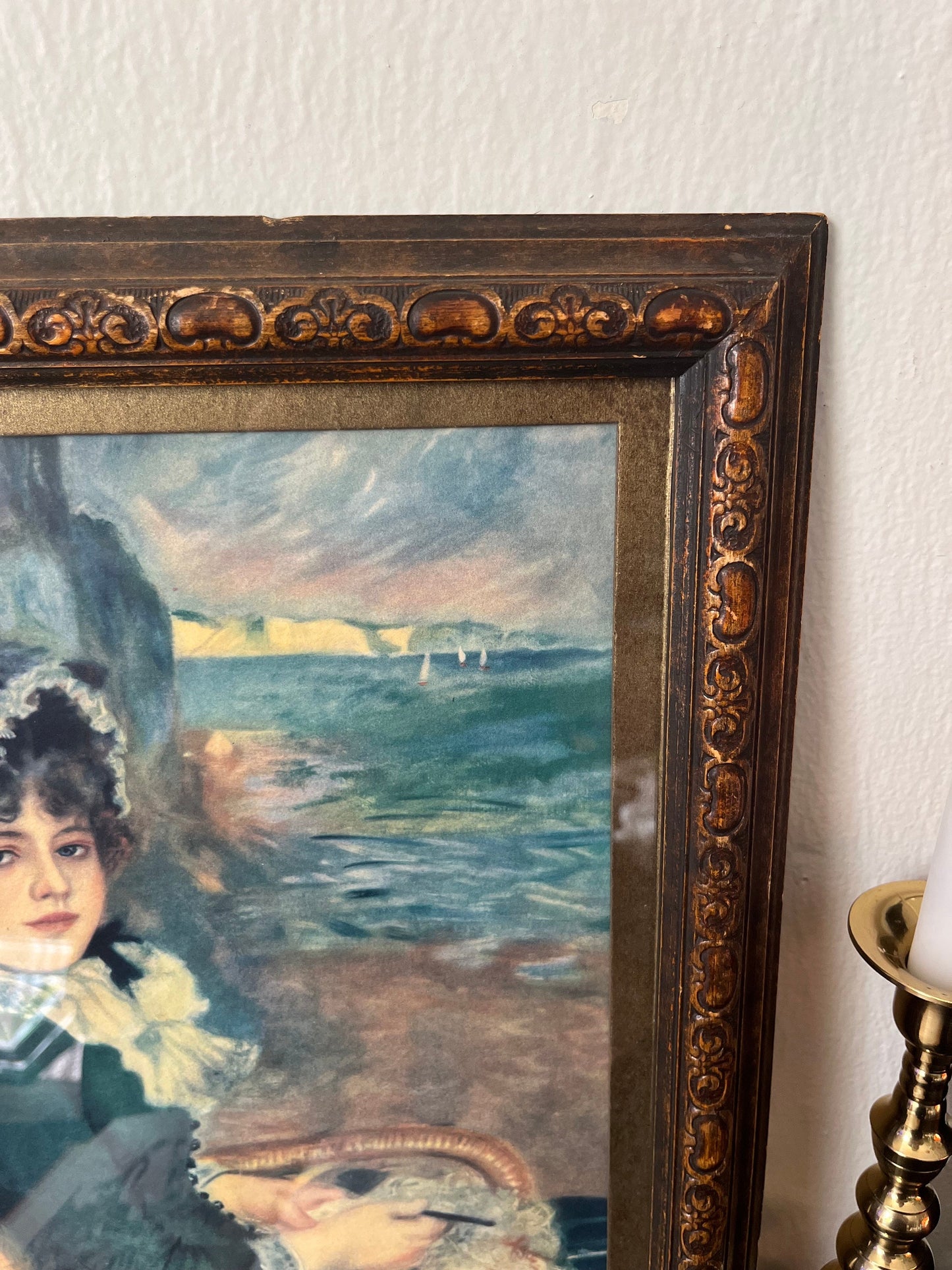 Vintage Framed Renoir - By the Seashore Frame Size 18” x 14” 1937 NCAA Print | Victorian Home Decor | Dark Academia Gallery Wall