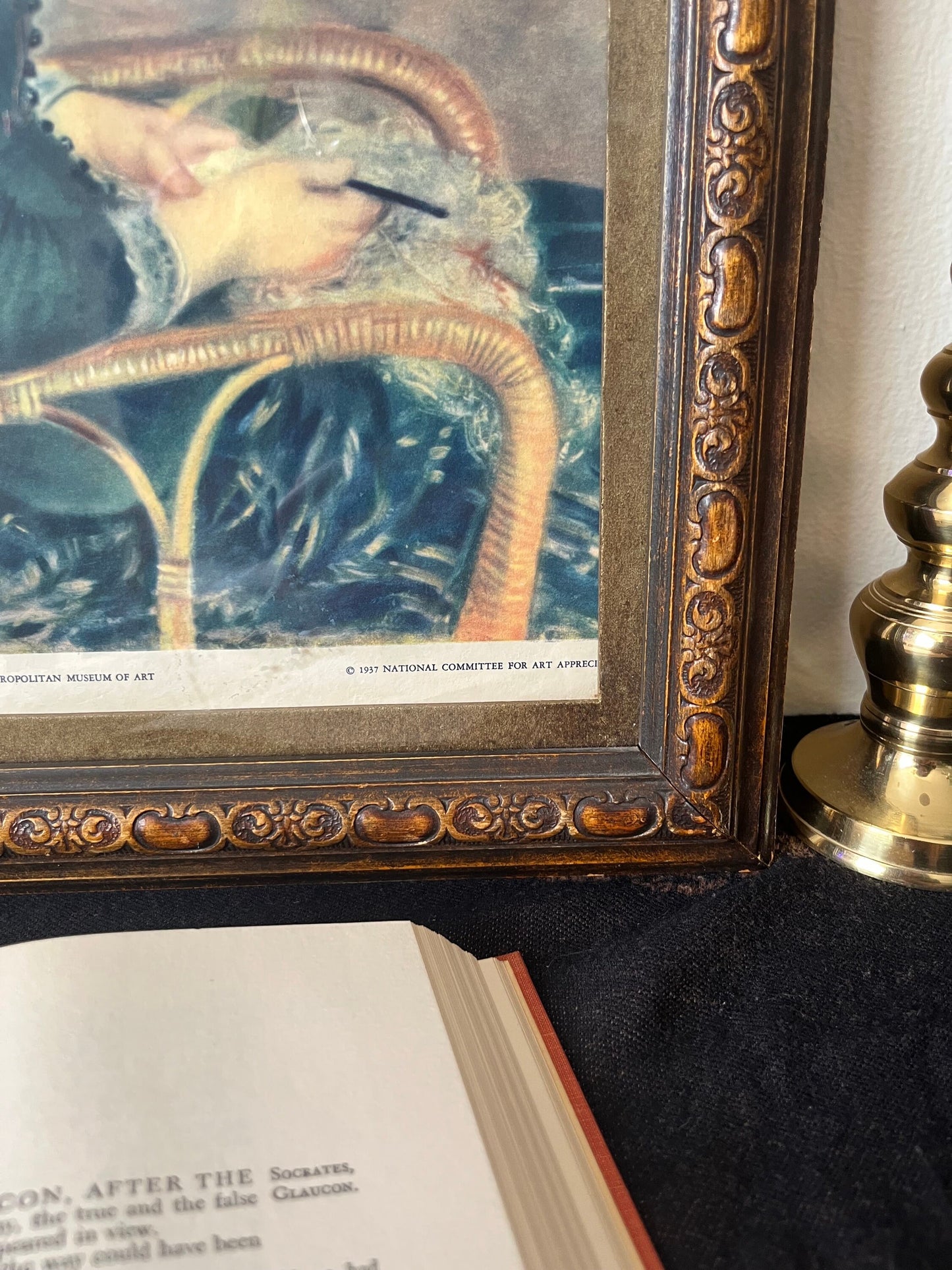 Vintage Framed Renoir - By the Seashore Frame Size 18” x 14” 1937 NCAA Print | Victorian Home Decor | Dark Academia Gallery Wall