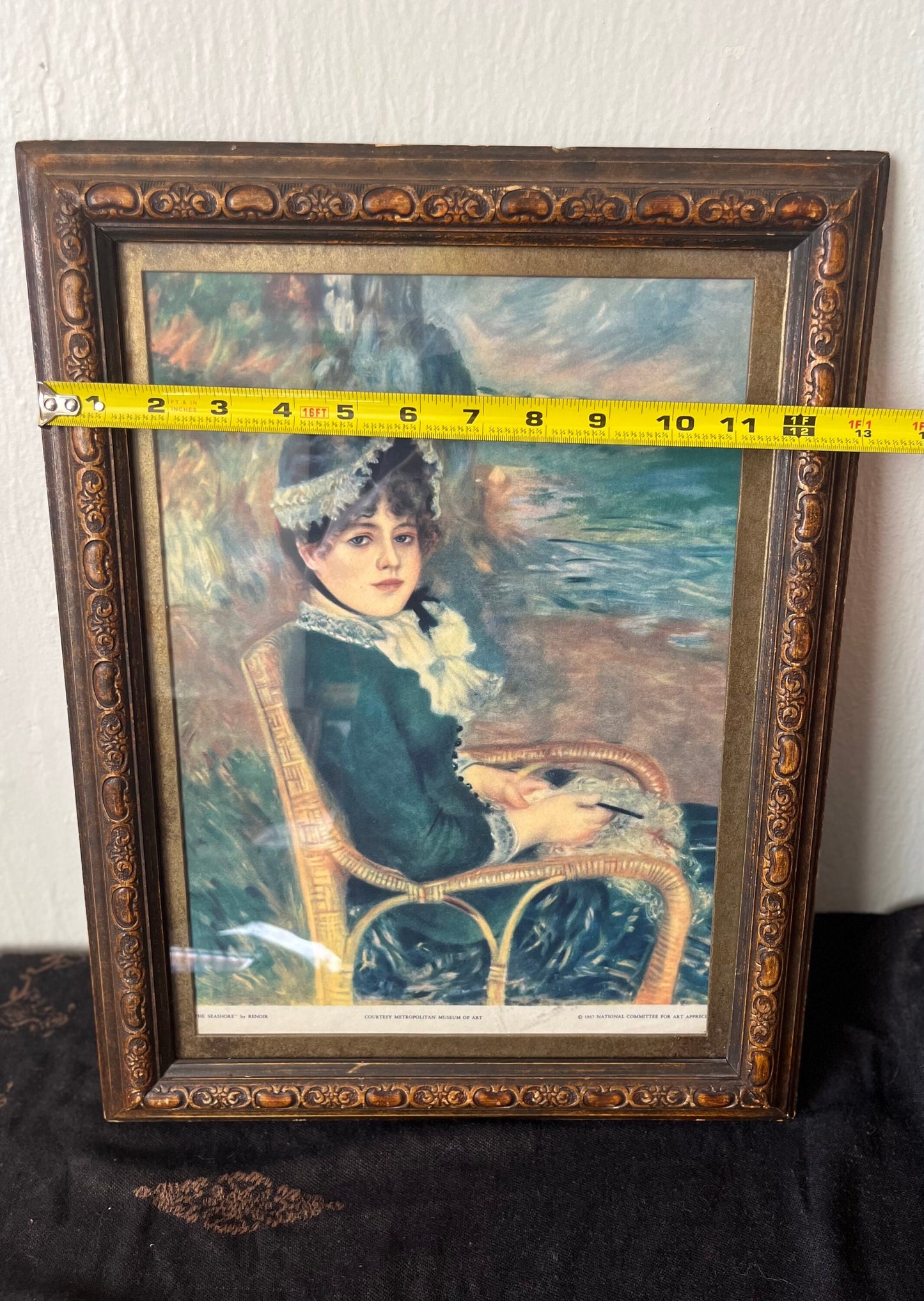 Vintage Framed Renoir - By the Seashore Frame Size 18” x 14” 1937 NCAA Print | Victorian Home Decor | Dark Academia Gallery Wall