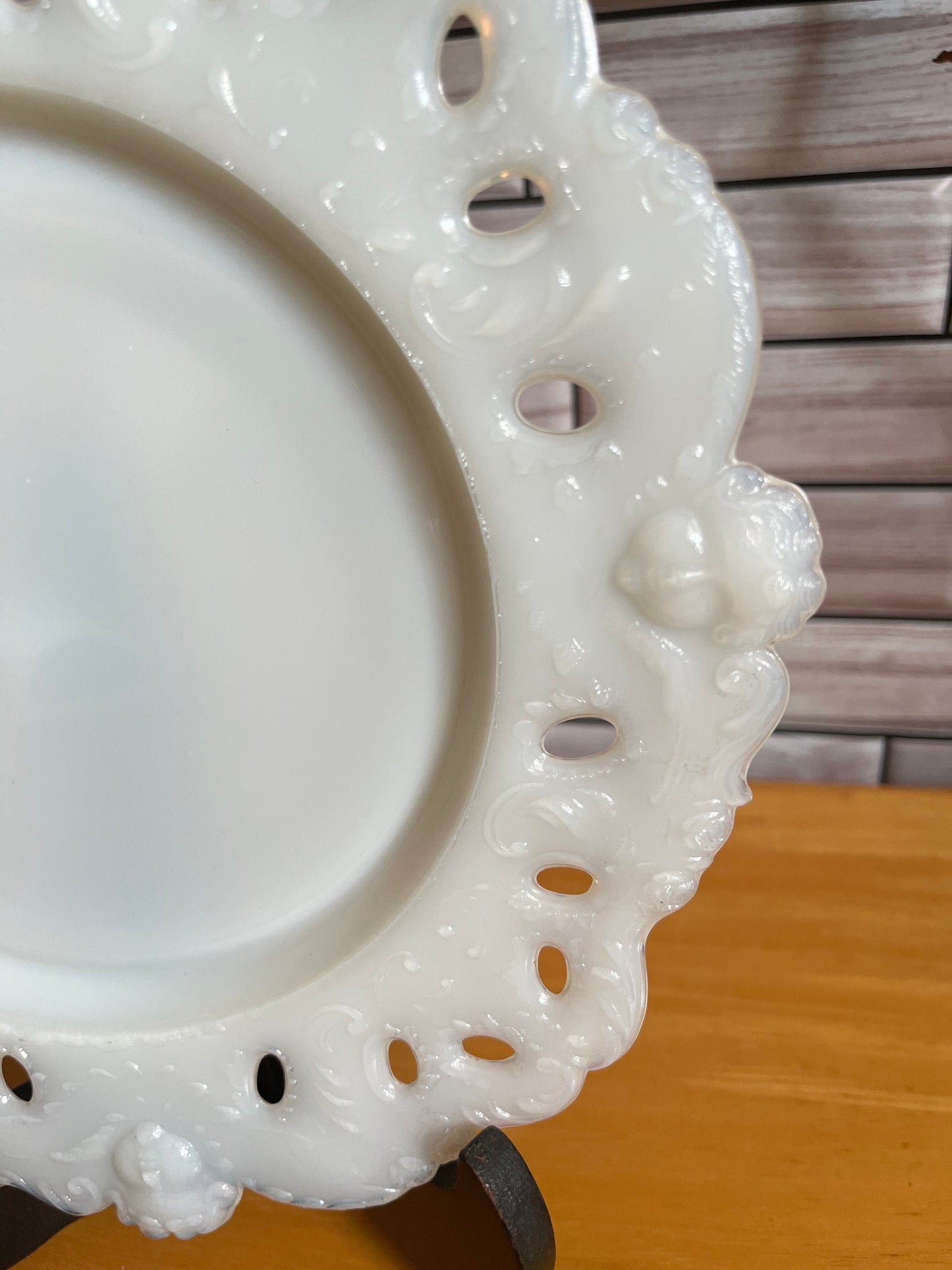 Antique Dithridge Opaline Milk Glass Cherub Plate - 9” Early 1900’s Rare Vintage | Victorian Home Decor | Early 20th Century Collectable