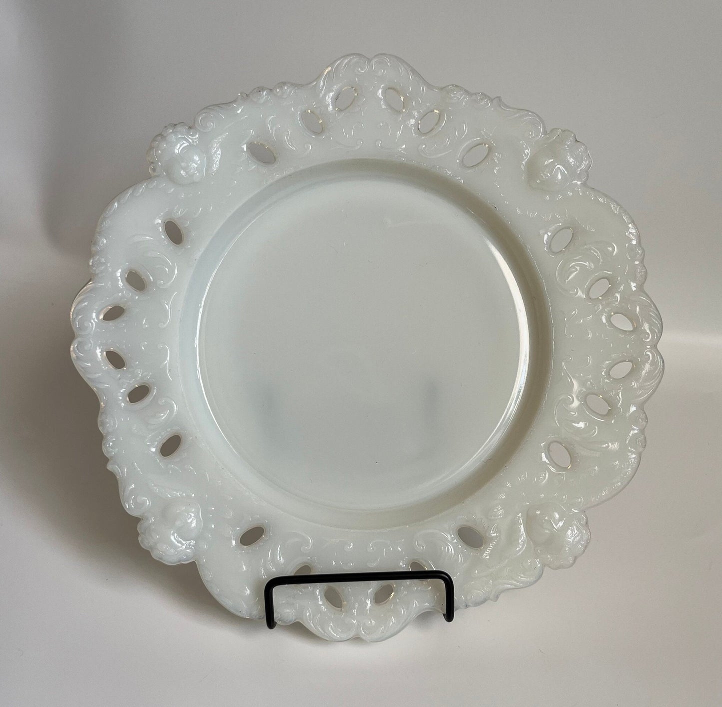 Antique Dithridge Opaline Milk Glass Cherub Plate - 9” Early 1900’s Rare Vintage | Victorian Home Decor | Early 20th Century Collectable