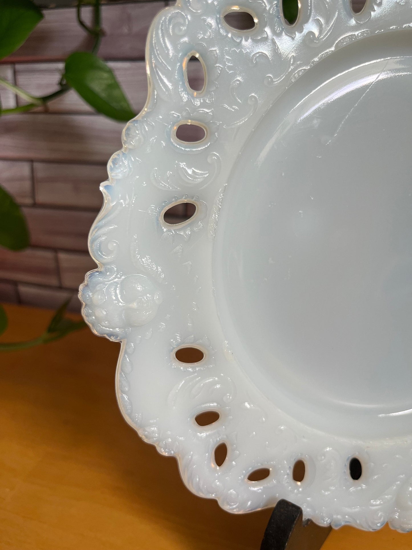 Antique Dithridge Opaline Milk Glass Cherub Plate - 9” Early 1900’s Rare Vintage | Victorian Home Decor | Early 20th Century Collectable