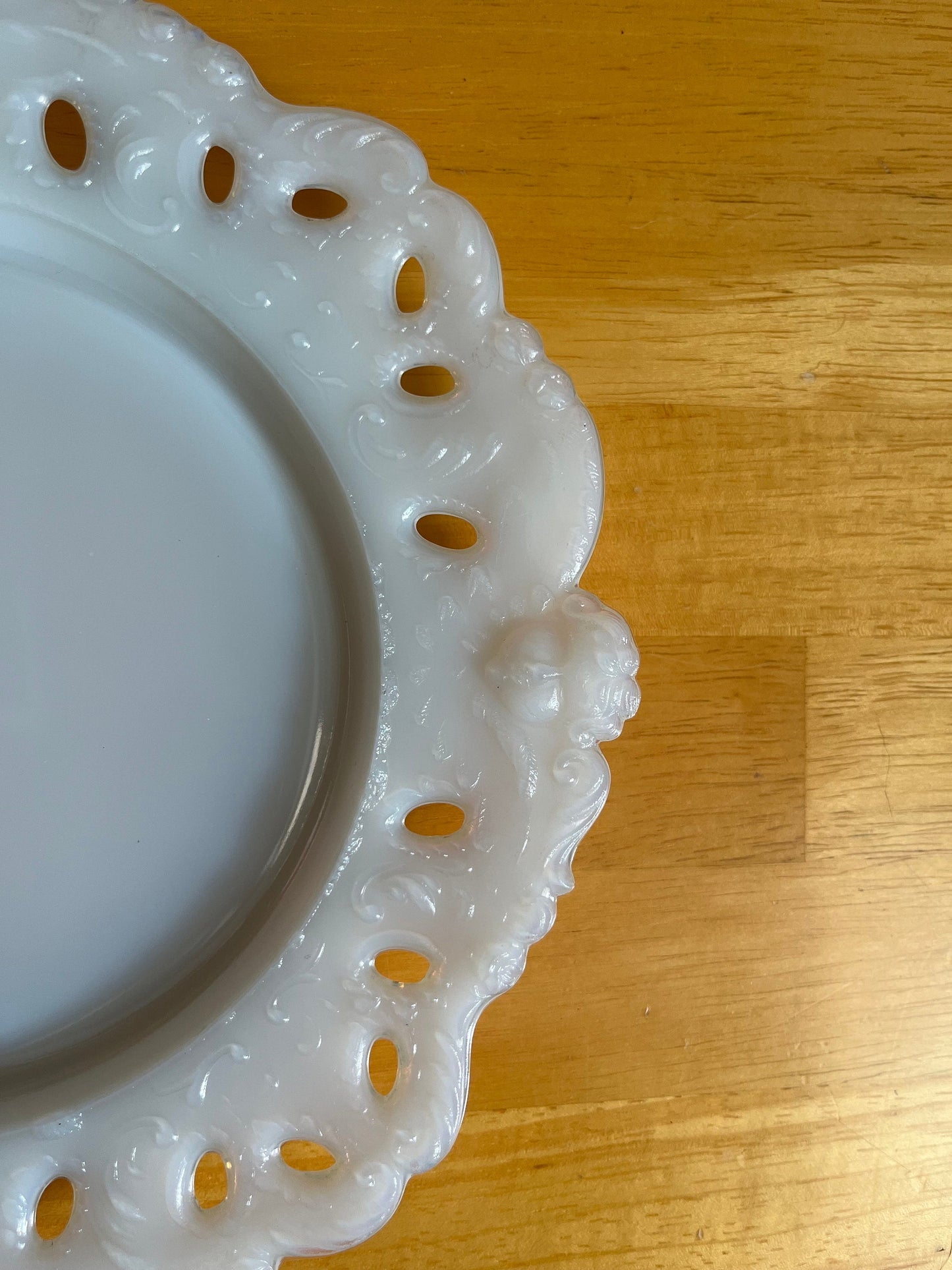 Antique Dithridge Opaline Milk Glass Cherub Plate - 9” Early 1900’s Rare Vintage | Victorian Home Decor | Early 20th Century Collectable