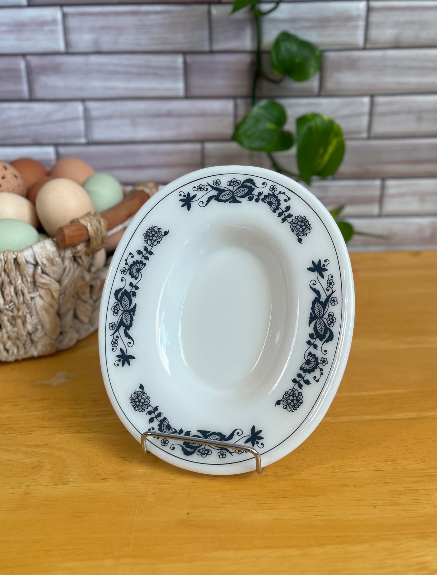 Vintage Pyrex Gravy Boat Underplate "Old Town / Blue Onion" Corelle Corningware No. 77-U | Cottagecore Kitchen Decor